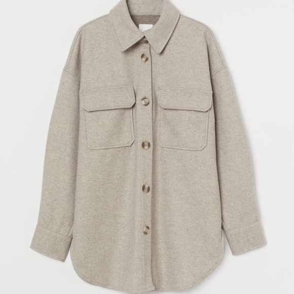 H&M Light Beige Melange Jersey Shacket - Picture 4 of 8